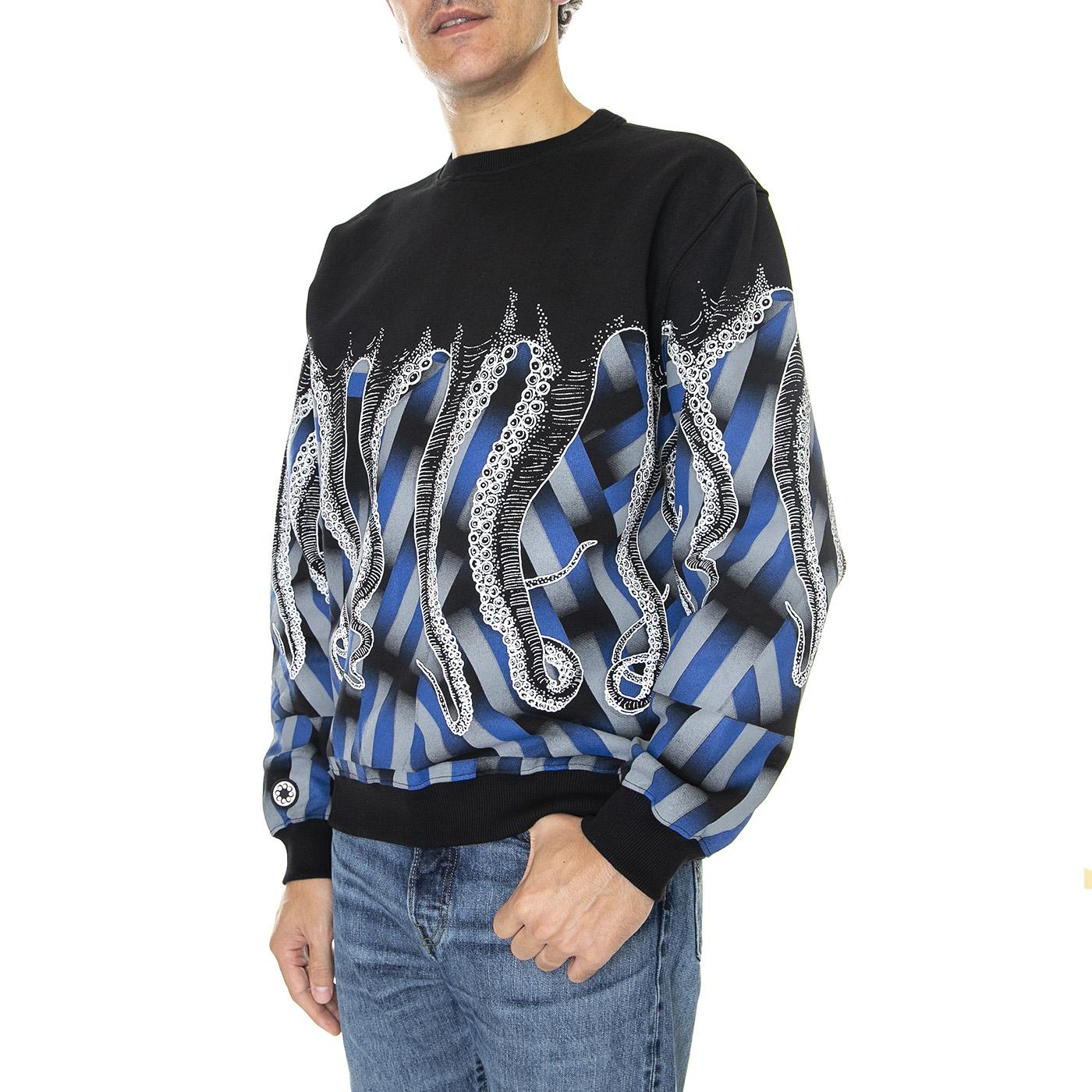Dazzle Crewneck Black - Felpa Girocollo Uomo Nera 22WOSC11-BLACK  OCTOPUS 