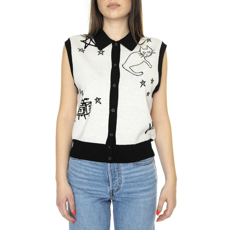 Stardust Vest Sweater Unbleached Multi - Gilet Donna Bianco 251810006-UBL  OBEY 