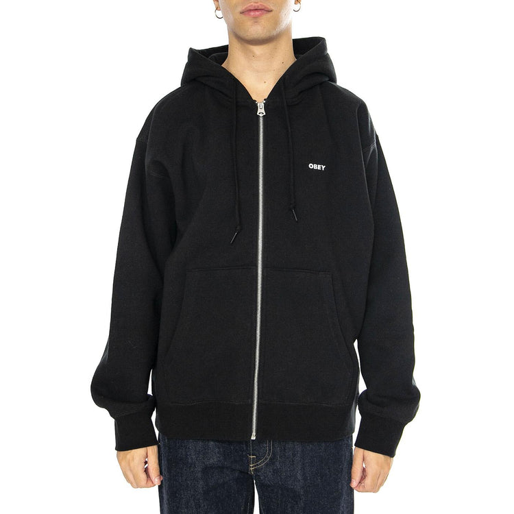 Established Works Bold Zip Hood II Fleece Black - Felpa Uomo Nera 112460022-BLACK  OBEY 