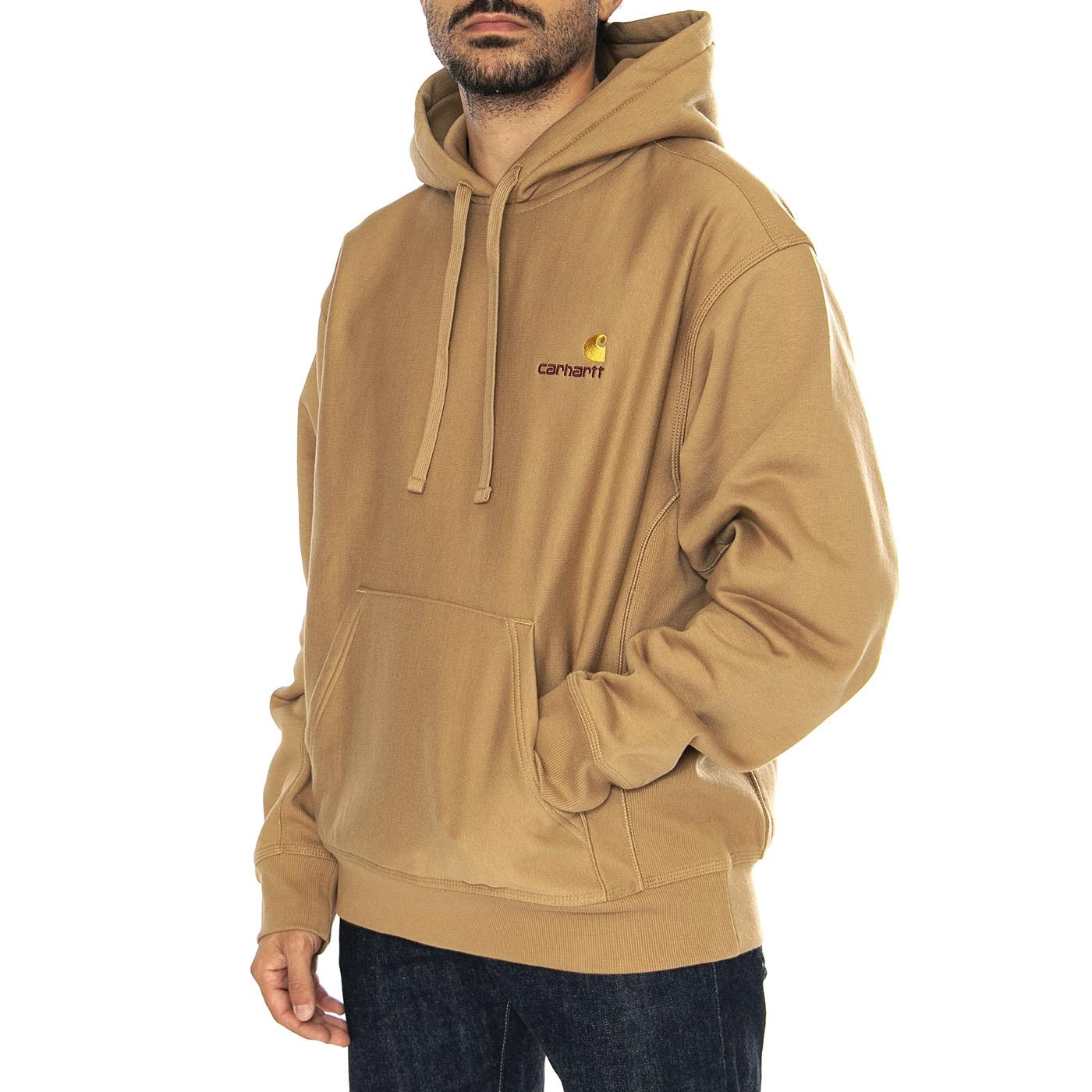Hooded American Script Sweat Peanut - Felpa con Cappuccio Uomo Marrone I028279.2FSXX  CARHARTT WIP 