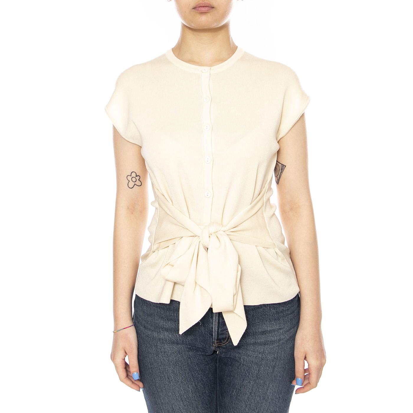 CÁRDIGAN PUNTO BLANCO ECRU - Cardigan Donna Ecrù 61W/10808 ECR WILD PONY 