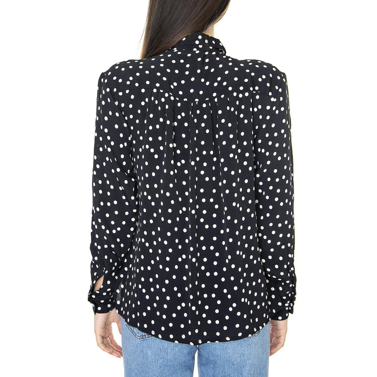 Camisa Fluida con Estampado de Lunares - Camicia Donna Nera 31W/41210  WILD PONY 