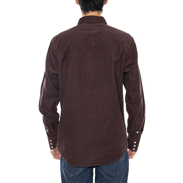 Western Cord Shirt Mahogany - Camicia in Velluto Uomo Marrone 112371428  WRANGLER 
