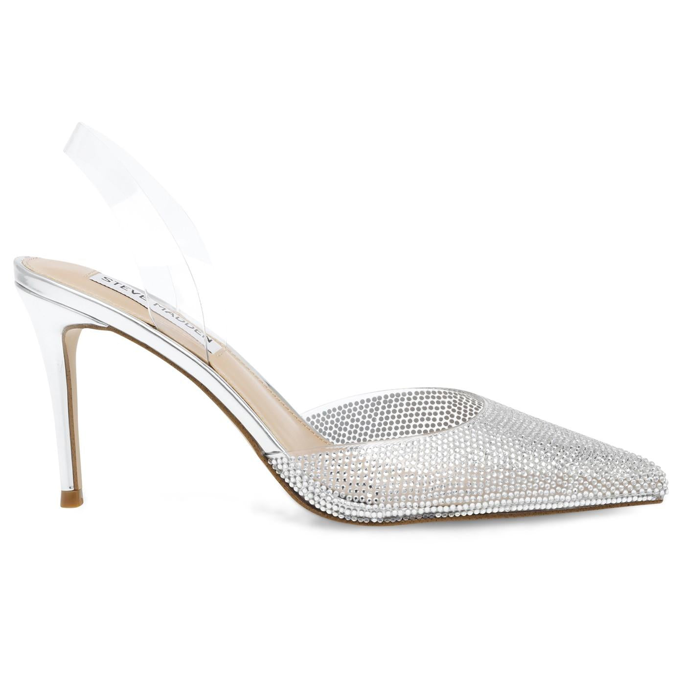 Lucyle Silver Clear Vinyl + Clear Stones - Scarpe Décolleté Donna Bianco / Argento SMSLUCYLE-SIL  STEVE MADDEN 
