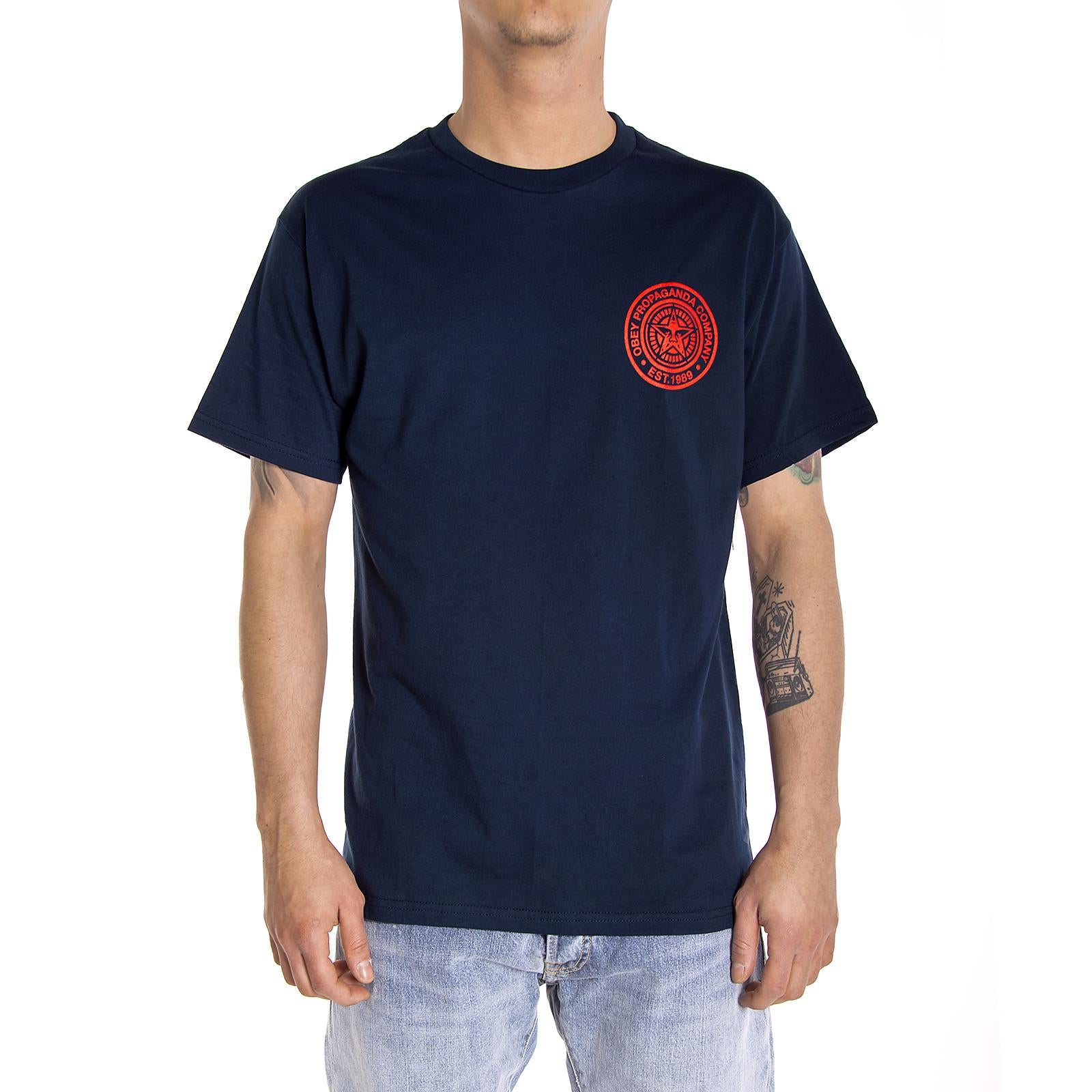 OBEY PROPAGANDA COMPANY PREMIUM S/S TEE NAVY/RED 165361201-NRE  OBEY 