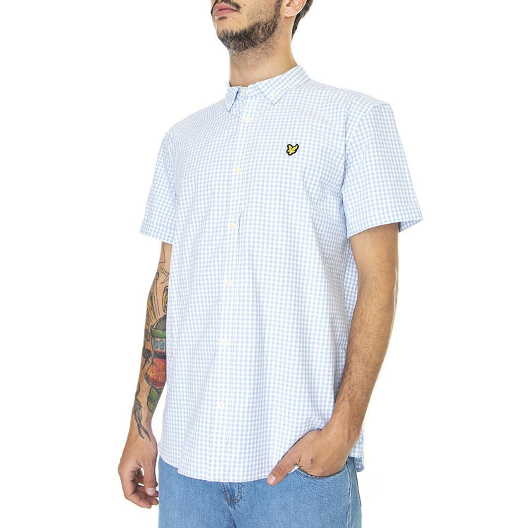 Gingham - Camicia Maniche Corte Uomo Blu / Light Blue/ White SW1201VOG-W490  LYLE & SCOTT 