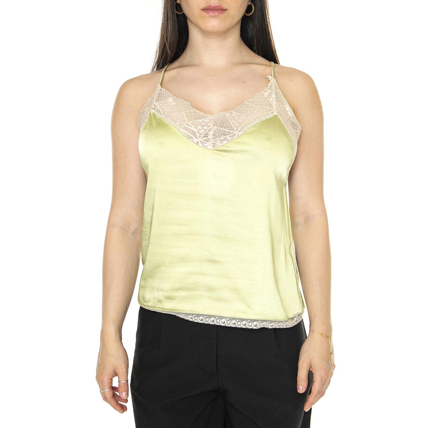 Top lencero satinado verde - Top Donna Verde 41W/11215 . WILD PONY 