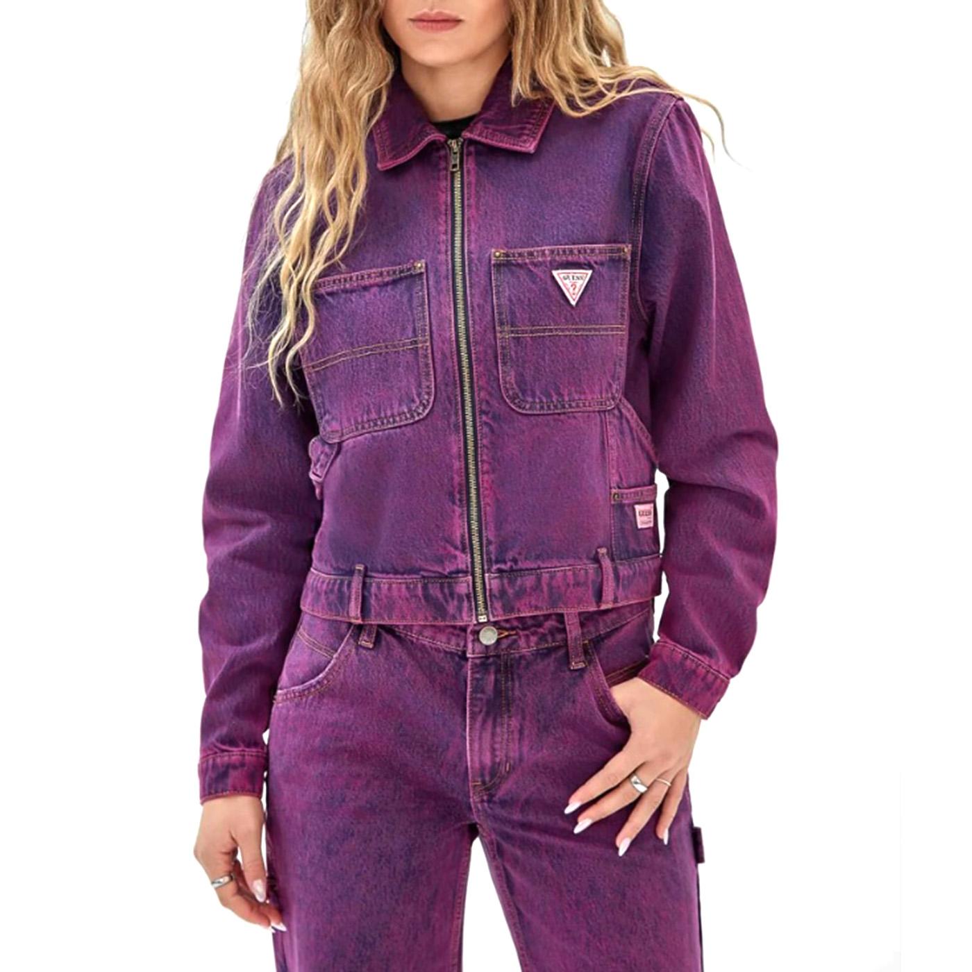 Go Cropped Carpenter Jacket Go Acid Fuchsia - Giacca Invernale Donna Viola W3BG42D4XY1-F68R  GUESS ORIGINALS 