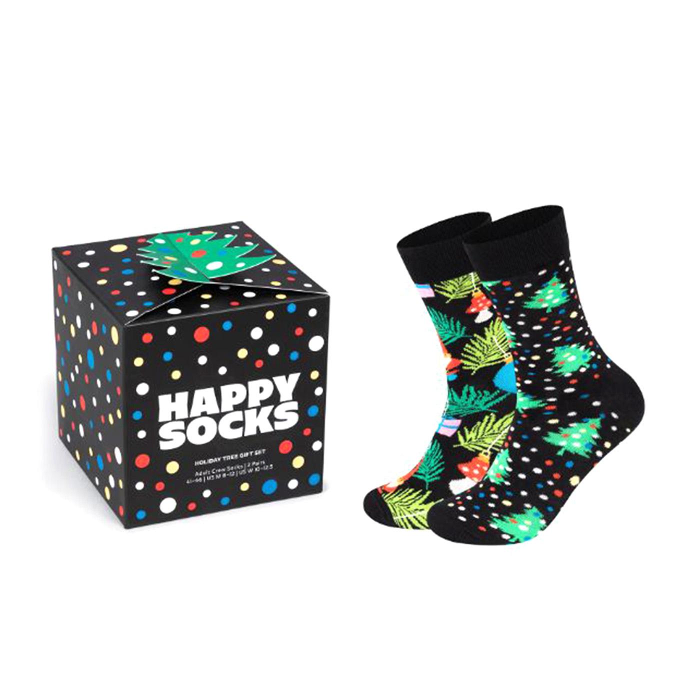 2-Pack Holiday Tree Gift Set Black - Set da Due Paia di Calzini Multicolore P001737-BLACK  HAPPY SOCKS 