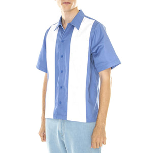 M' GZA Shirt Sky Blue / White - Camicia Maniche Corte Uomo Blu / Bianca / Multicolore S23SGZA-SKY  USUAL 