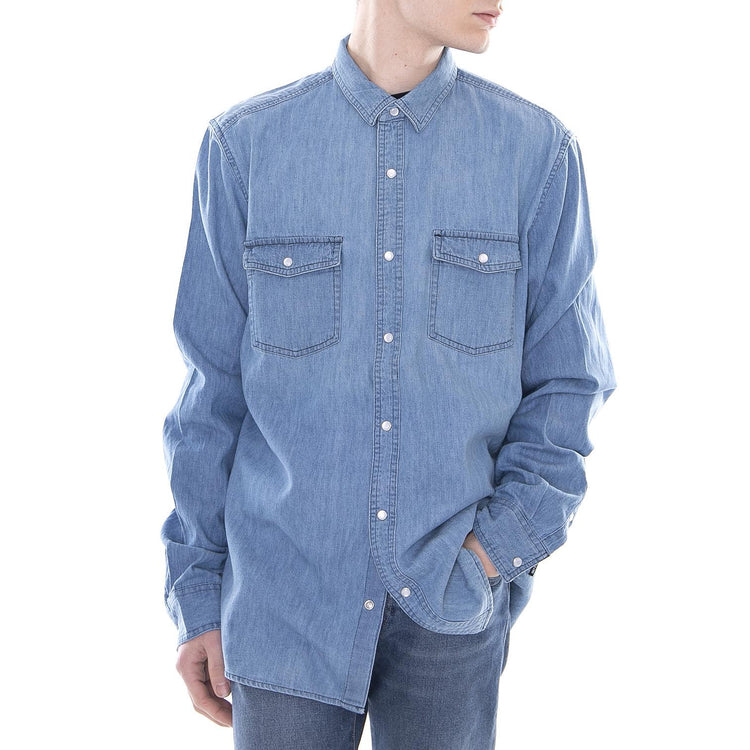 Boye Slim Denim Shirt Jacket - Light Denim Blue - Giacca Leggera Uomo Blu 22008242-Light Blue Denim  ONLY & SONS 