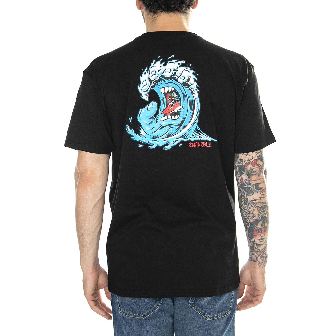 Screaming Wave Black - Maglietta Girocollo Uomo Nera SCA-TEE-10641  SANTA CRUZ 