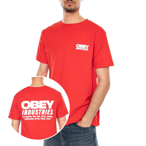 OBEY INDUSTRIES TEE PIGMENT FIERY RED - Maglietta Girocollo Uomo Rossa 167924336 FYR OBEY 