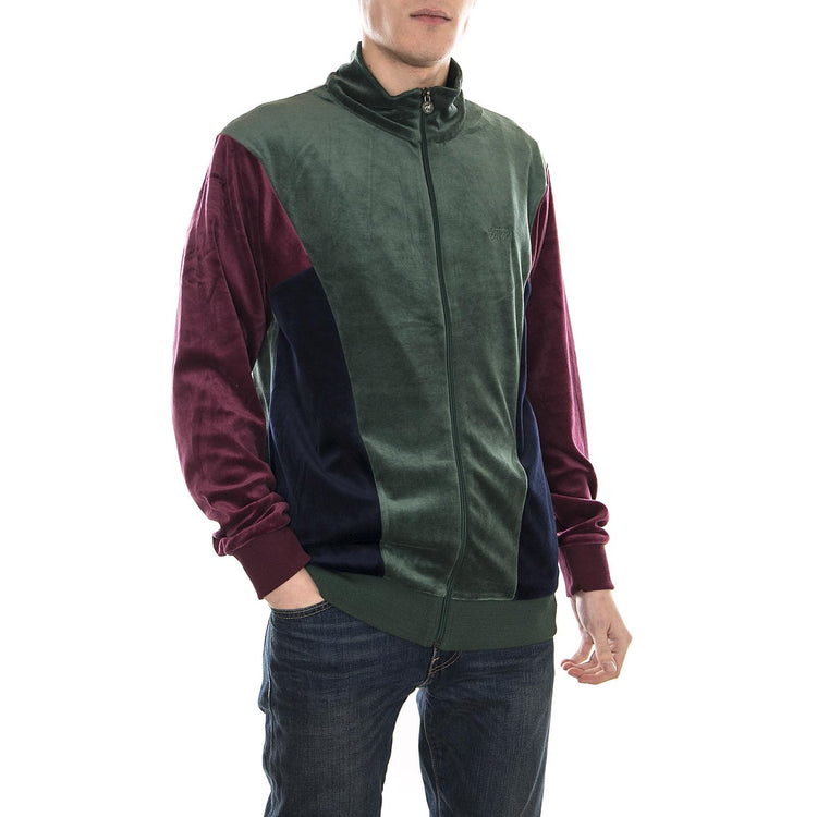 VELOUR PANELED TRACK JACKET GREEN 115393-GREEN  STUSSY 