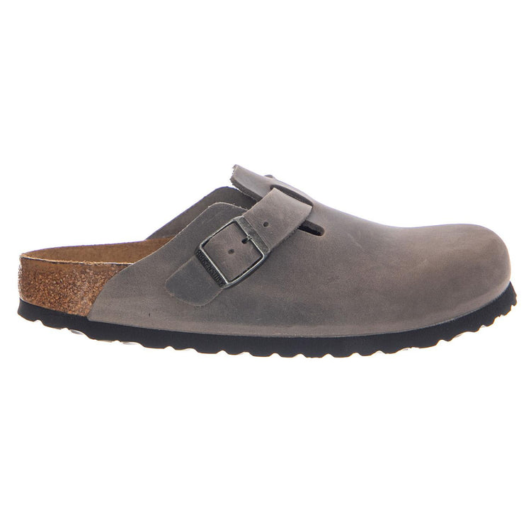 BOSTON SFB OILED LEATHER NARROW FIT IRON - Ciabatte Uomo / Donna Grigie 1013256 IRN BIRKENSTOCK 