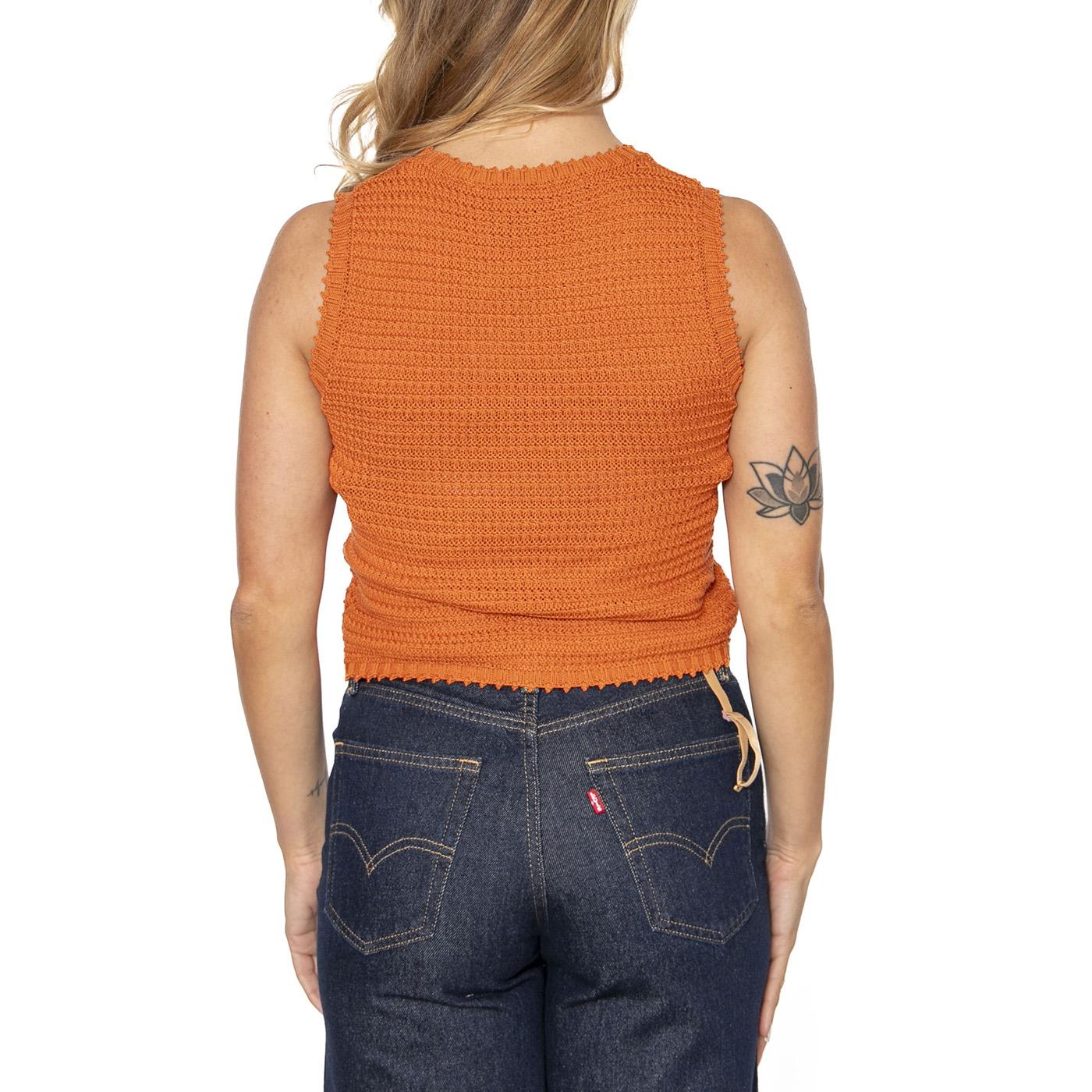 Top de Punto Textura Waffle Naranja Orange Top - Top Donna Arancione 51W/10603  WILD PONY 