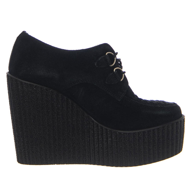 Wedge Wulfurn Black Suede - Scarpe Stringate Profilo Alto Donna Nere 11867  UNDERGROUND 