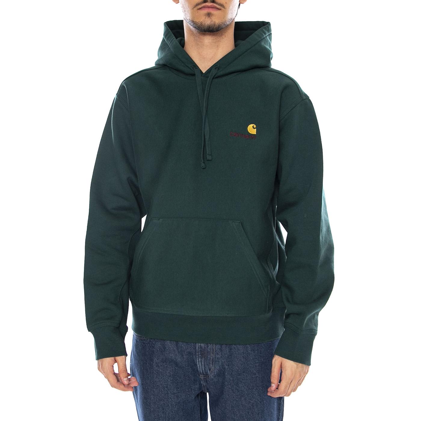 Hooded American Script Sweat Dark Fir - Felpa con Cappuccio Uomo Verde I028279.05AXX  CARHARTT WIP 