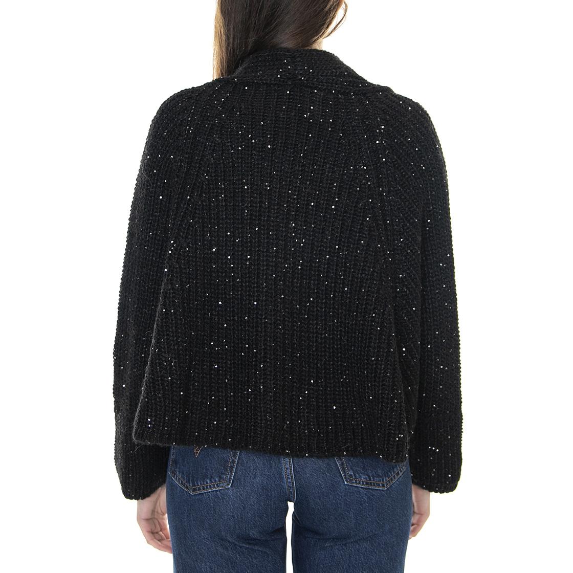 021SD53059 - Cardigan Donna Nero Diamante 021SD53059 -S3000 . ALESSIA SANTI 