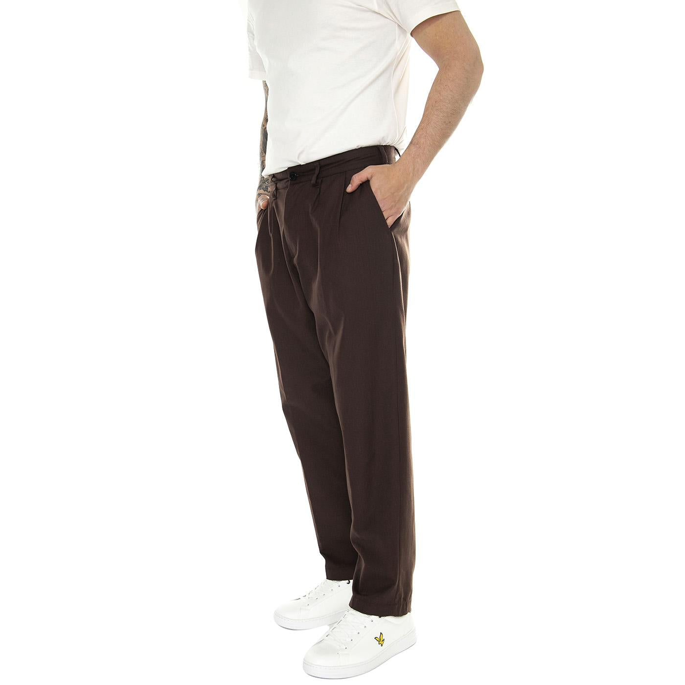 Fubar Pleated Pant Java Brown - Pantaloni Uomo Marroni 142020201-JVA  OBEY 