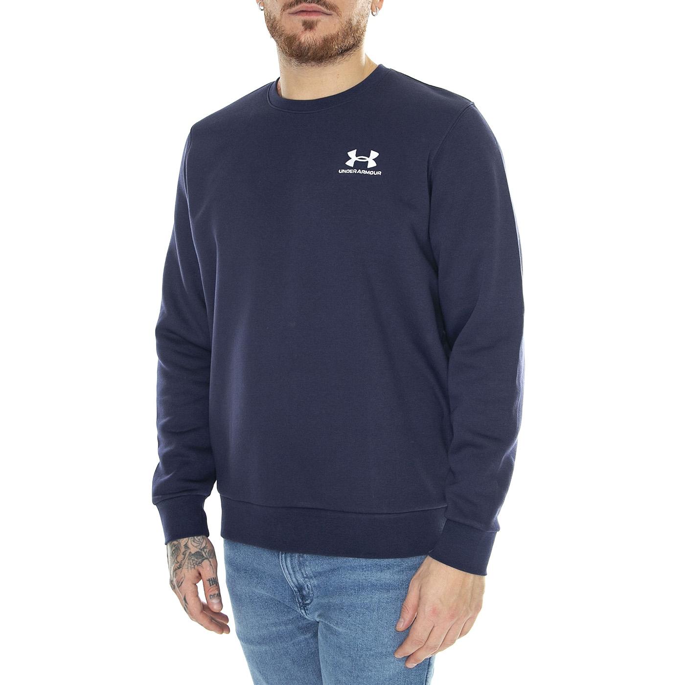 UA Essential Fleece Crew Blue Sweat - Felpa Girocollo Uomo Blu 77-1374250-410  UNDER ARMOUR 