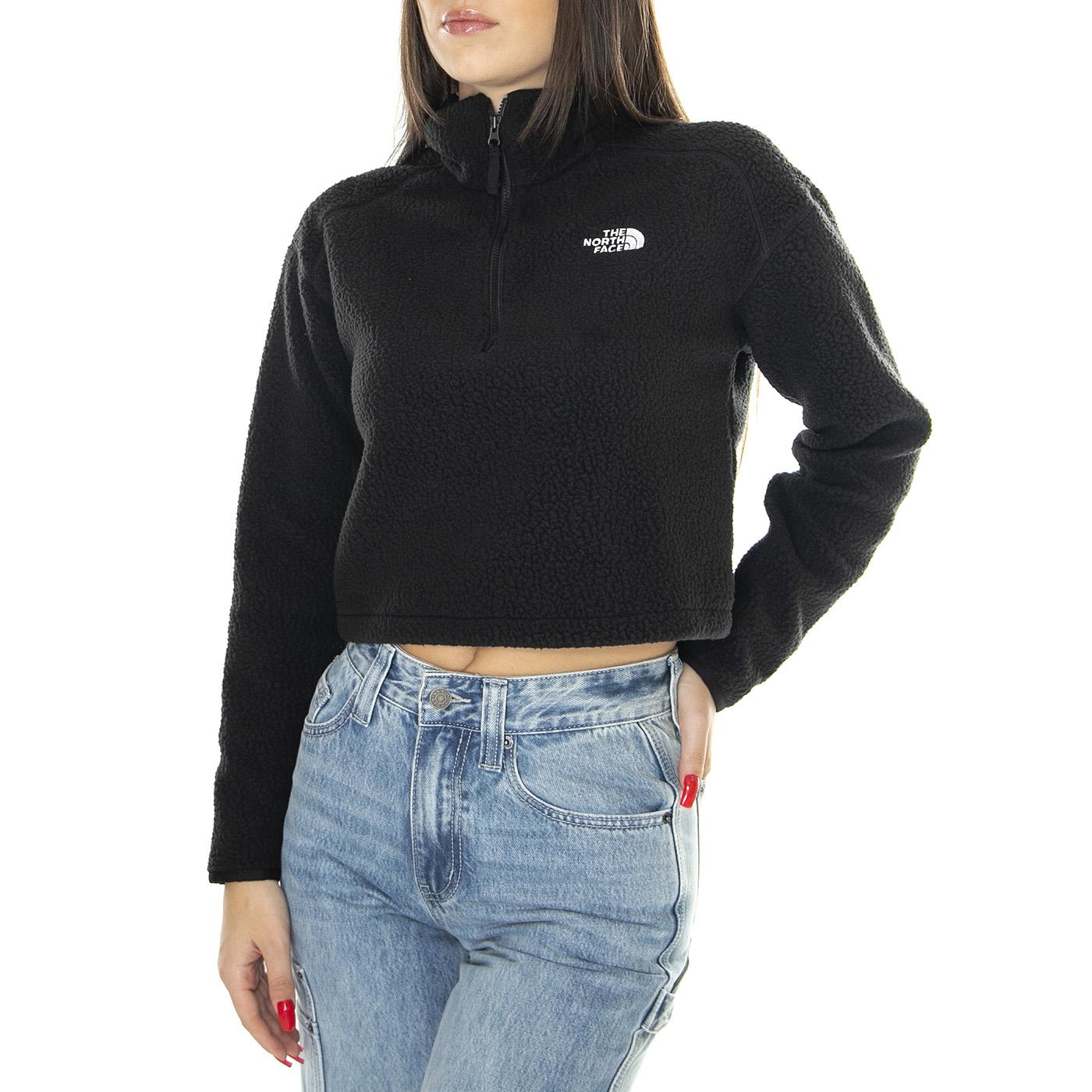 W Crop High Pile Fleece Tnf Black - Felpa Donna Nera NF0A5IIGJK31  THE NORTH FACE 