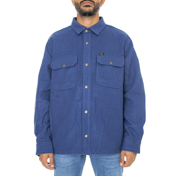 101 Wool Overhisrt Lake Blue-L93BVO51 - Camicia Uomo Blu 112322532  LEE 