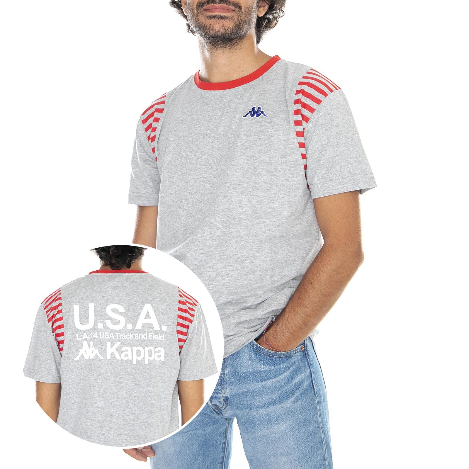 La Track and Field T-shirt - Mid Melange Grey - Maglietta Girocollo Uomo Grigia 303SIS0-D00V  KAPPA 