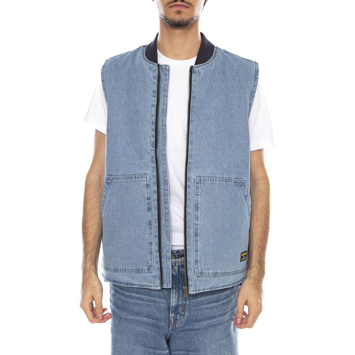 Spring Denim Vest Light Wash - Giacca Smanicata Denim Jeans Uomo Blu 6040116 10135 CAT 