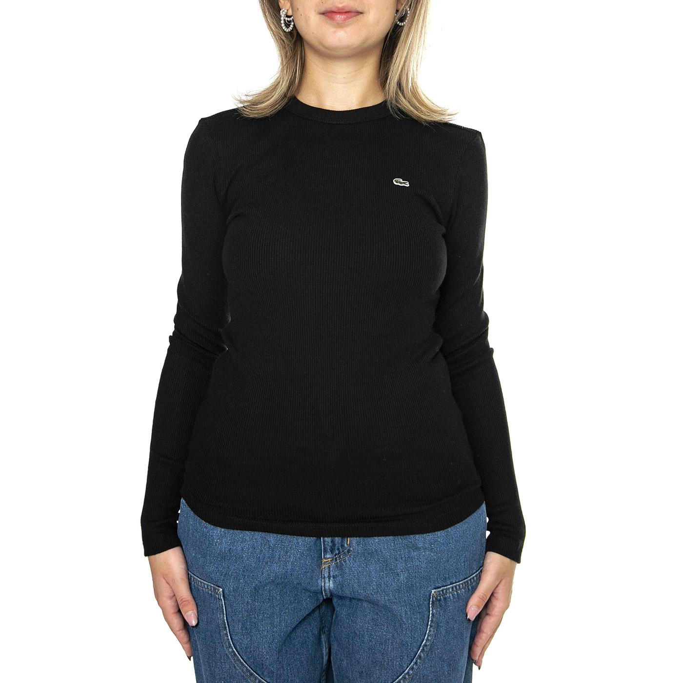 T-Shirt TF1692-031 Black - Maglietta Girocollo Maniche Lunghe Donna Nera TF1692-031  LACOSTE 