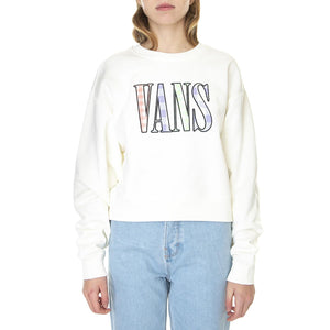 Mixed Up Gingham Crop Crew Marshmallow - Felpa Girocollo Donna Bianca VN0A7RKDFS81  VANS 