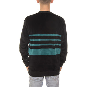 VELOUR STRIPE CREW BLACK 114996-BLACK  STUSSY 