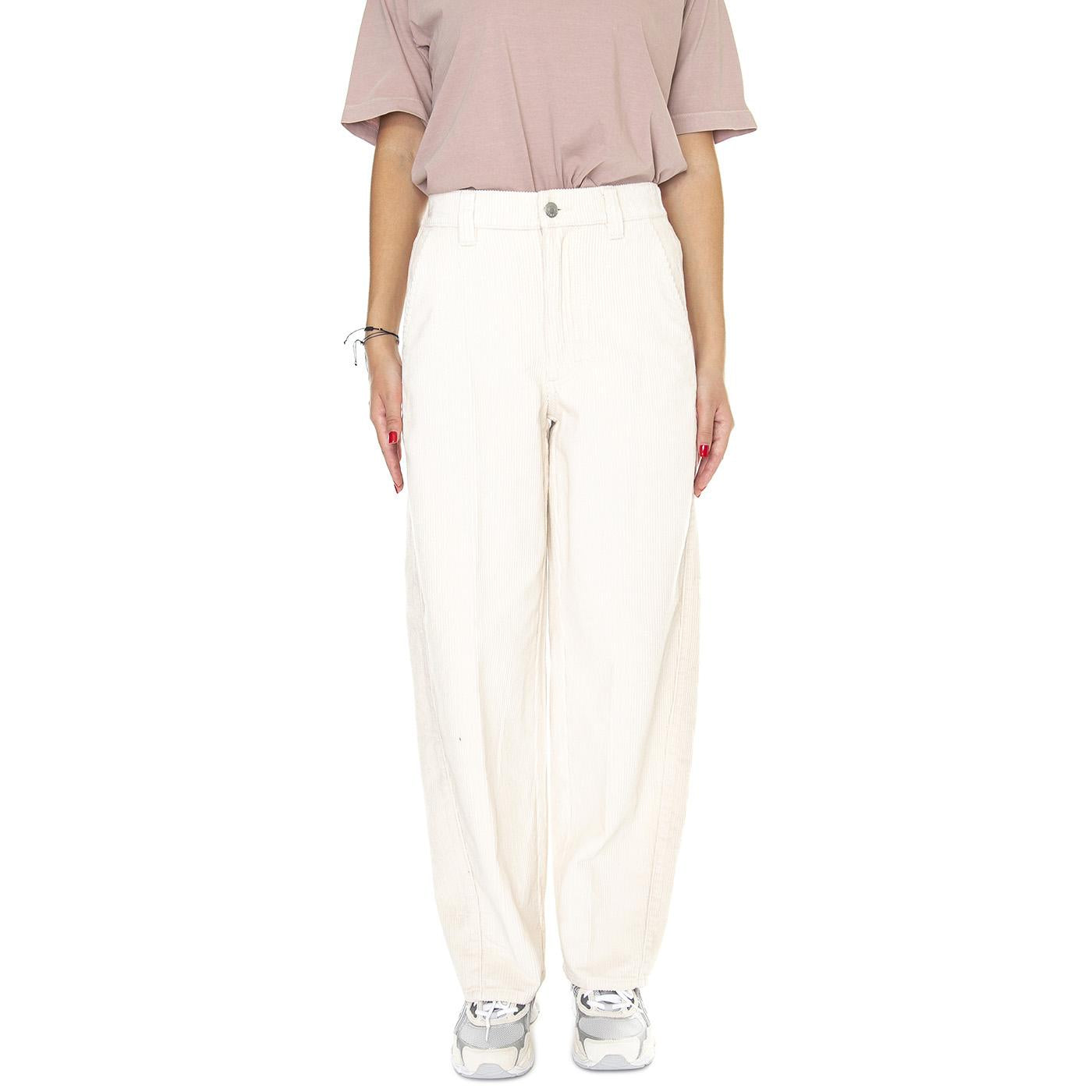 Big Cord Pant Unbleached - Pantaloni Velluto Donna Bianchi 242020101-UBL  OBEY 