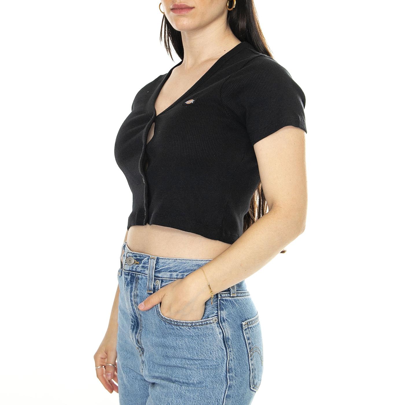 Emporia Cardigan SS W Black - Top Donna Nero DK0A4YRUBLK1  DICKIES 