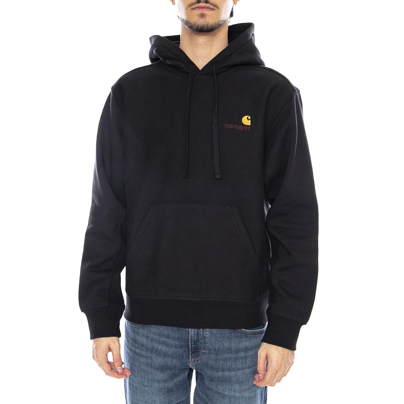 Hooded American Script Sweat Black - Felpa con Cappuccio Uomo Nera I028279.89XX  CARHARTT WIP 