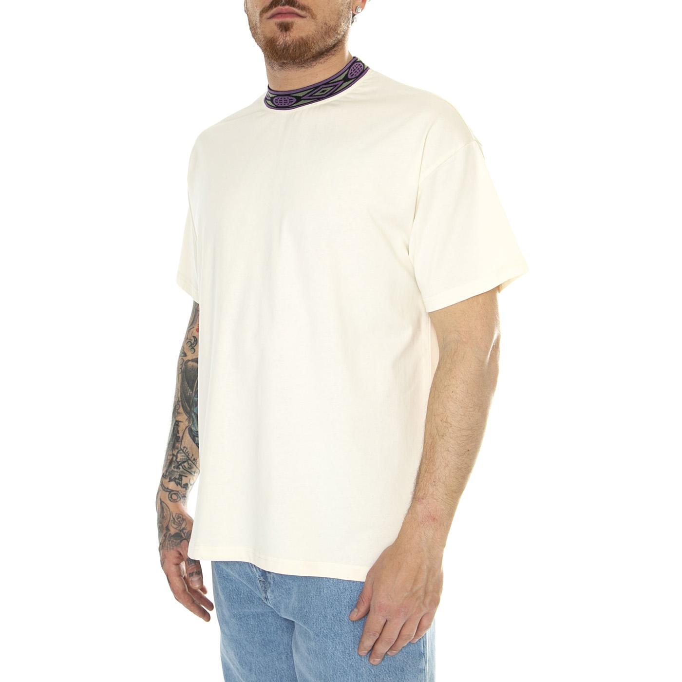 Woven Tee Off White - Maglietta Girocollo Uomo Beige FNKSS24-20912  FUNKY 