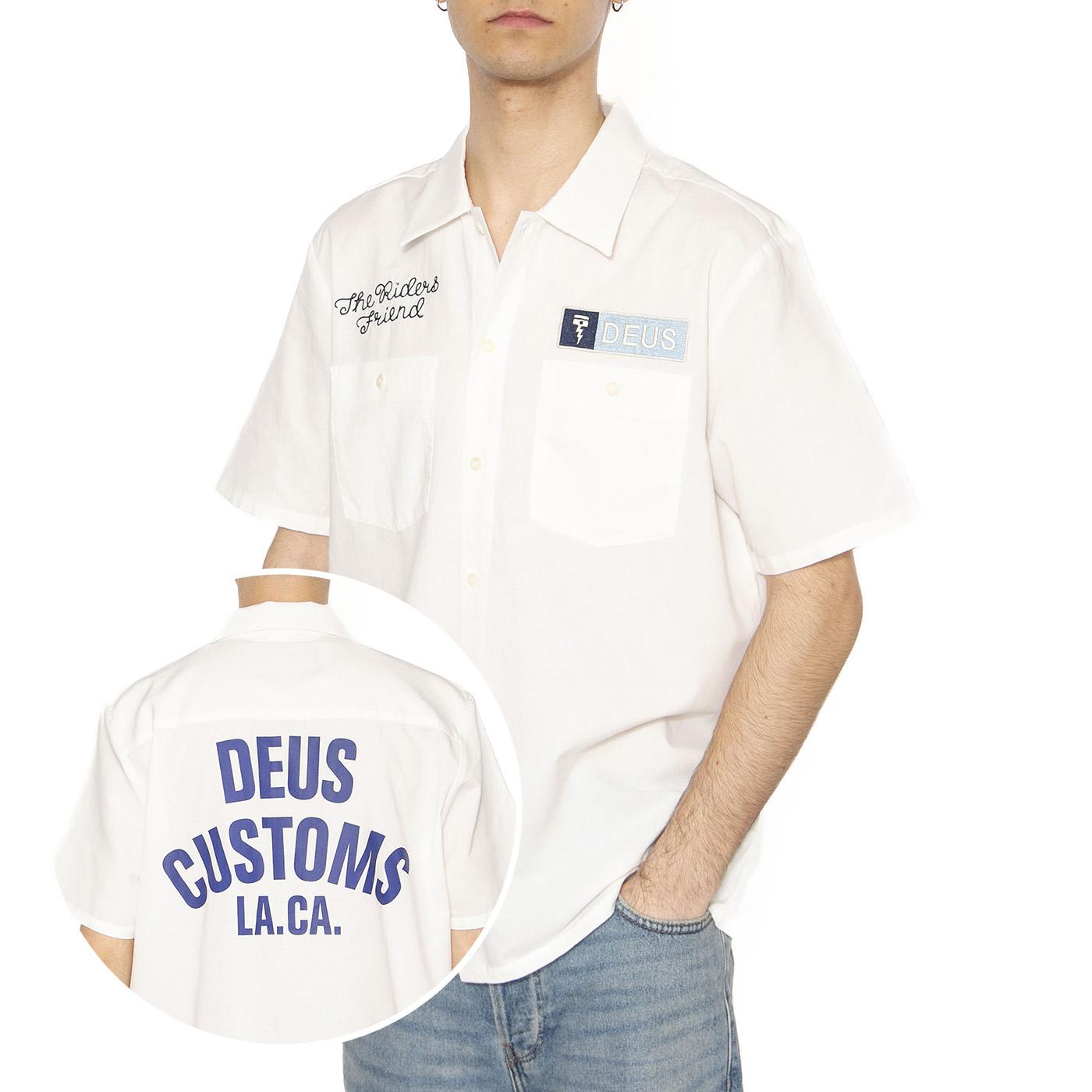 Forecourt Shirt Vintage White - Camicia Maniche Corte Uomo Bianca DMP255066_VWH  DEUS EX MACHINA 