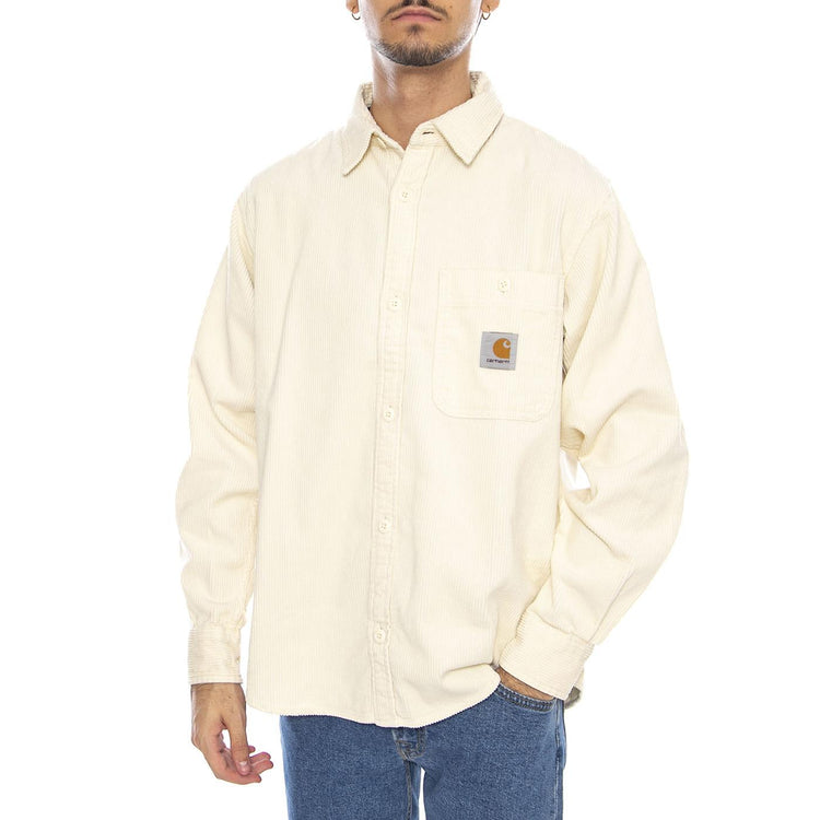 L/S Flint Shirt Salt - Camicia Uomo Panna I035837.1NGXX  CARHARTT WIP 