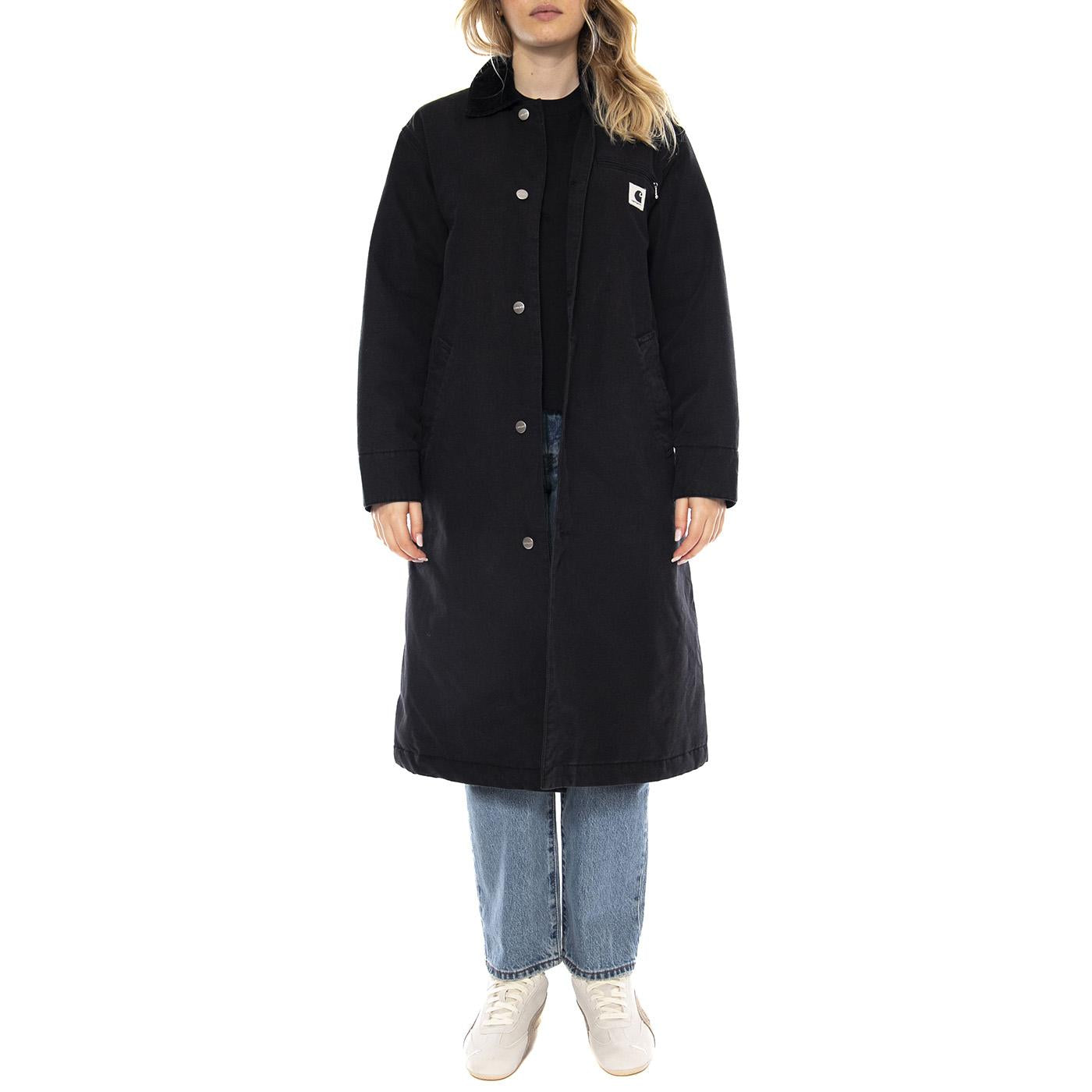 W Carhartt Webster Coat - Black / Black Stone Washed - Cappotto Donna I035676_00E_06 . CARHARTT WIP 