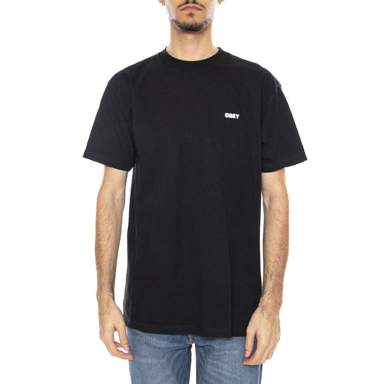 Obey Icon Stencil Flame Tee -- Maglietta Girocollo Uomo Nera 165264048 BLK OBEY 